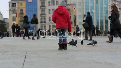 pedestrian walking on the taksim square