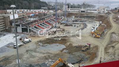 time lapse construction zone with heavy equipment and workers 3