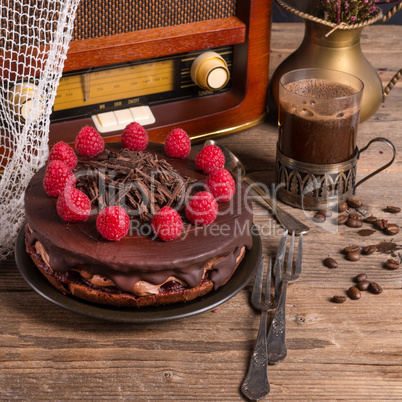 chocolate cake and turkish coffee - vintage style