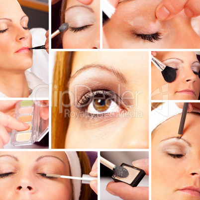 collage einer make up session mit realen personen