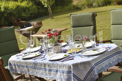 laid table in the garden