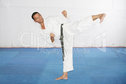 man practicing martial arts at the gym