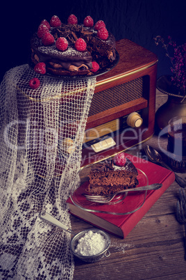 chocolate cake and turkish coffee - vintage style