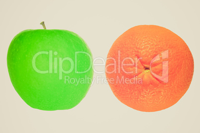 Retro look Fruits isolated over white