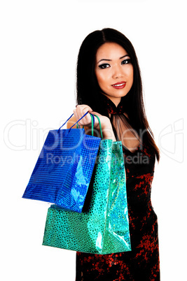 girl with shopping bags.