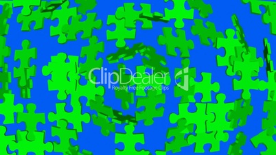 green screen area disintegrates into puzzle pieces