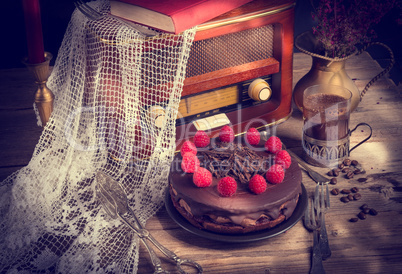 chocolate cake and turkish coffee - vintage style