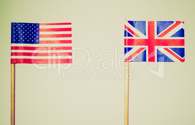 Retro look British and American flags