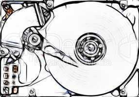 sketch of the hard disk