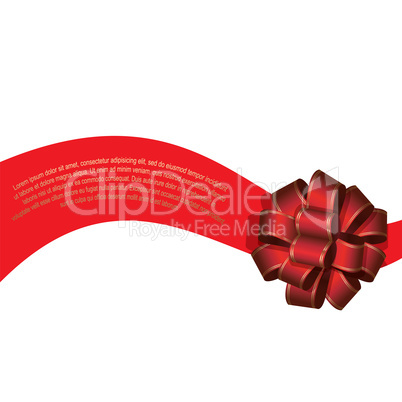 greeting card template with ribbon and bow