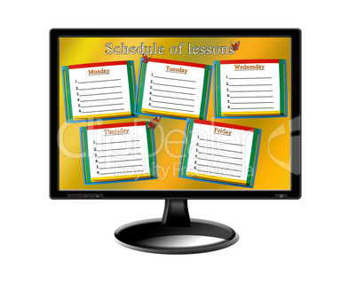 schedule of lessons for a week on the monitor