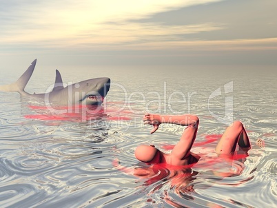 shark attack - 3d render