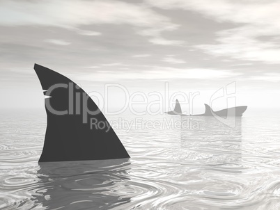 sharks in the ocean - 3d render