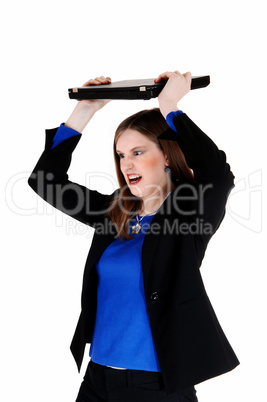 woman throwing laptop.