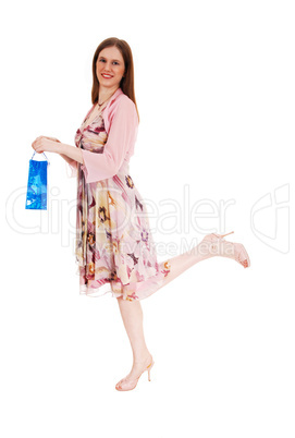 girl holding shopping bag.