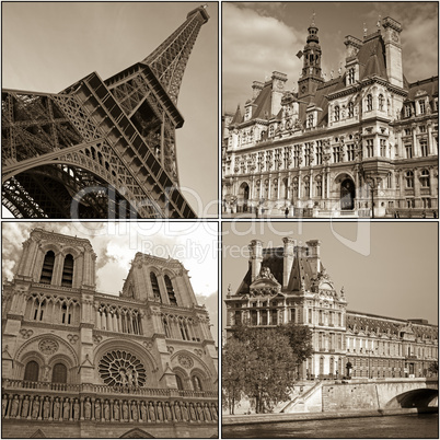 Collage mit Sehenswürdigkeiten von Paris, Frankreich