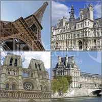 Collage mit Sehenswürdigkeiten von Paris, Frankreich