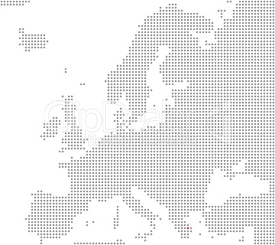Pixelkarte Europa: Athen liegt hier