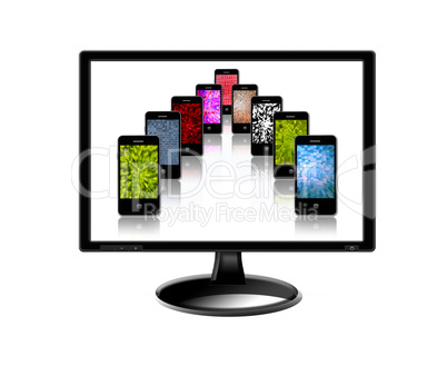 mobile phones with abstract textures on the monitor's screen