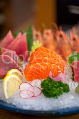 Japanese style assorted sashimi dish