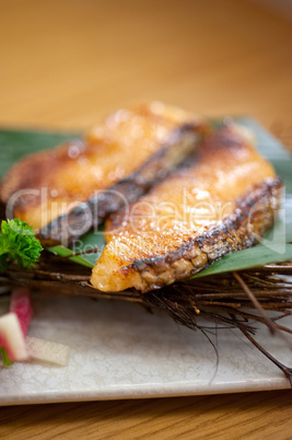 Japanese style teppanyaki roasted cod fish