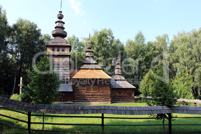 nice wooden church in village of Western Ukraine