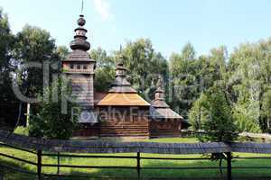 nice wooden church in village of Western Ukraine