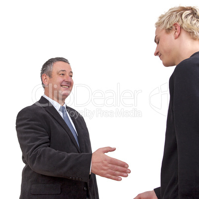 businessman at the welcome of a young man