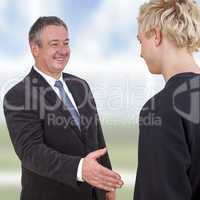 businessman at the welcome of a young man