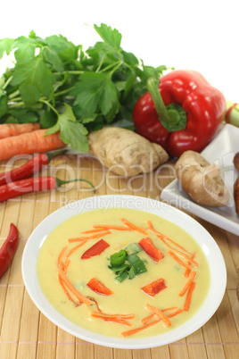 currysuppe mit huhn und möhren