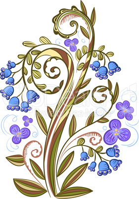Decorative floral colored pattern with bluebells