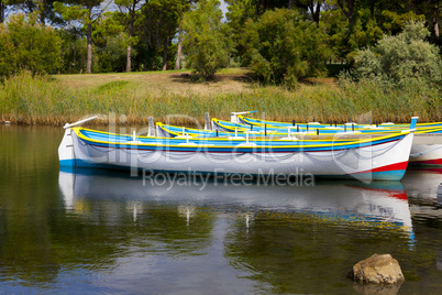 colorful row boats