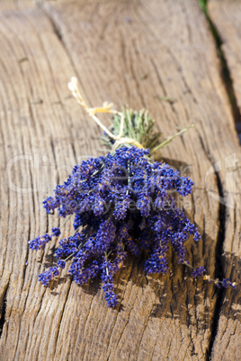 scented lavender bundle lying on table