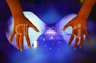 girl's hands and touch screen