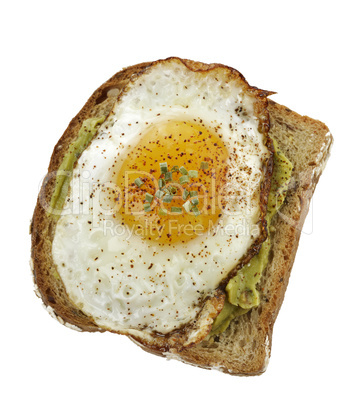 avocado sandwich with fried egg.