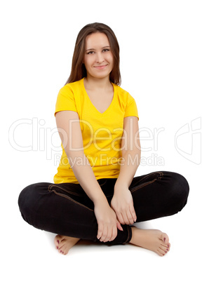 woman sitting with crossed legs