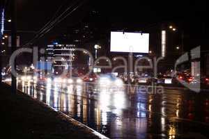 empty billboard, by night