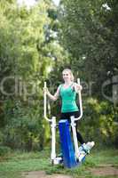 woman exercising on a trainer