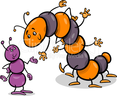 ant and caterpillar cartoon illustration