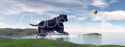 labrador playing - 3d render