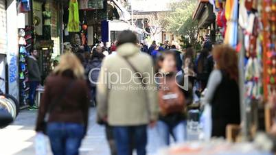 time lapse people shopping in Athens