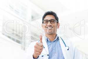 asian indian male medical doctor thumb up