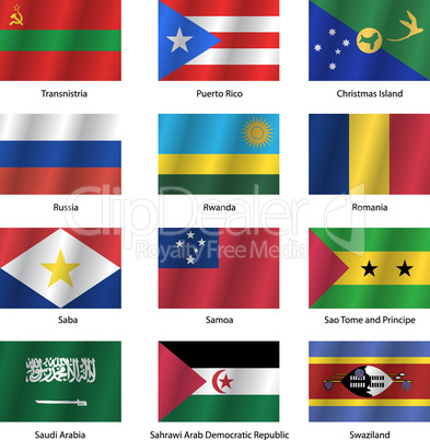 Set  Flags of world sovereign states. Vector illustration.