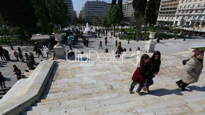 Time Lapse People Walking Syntagma Square