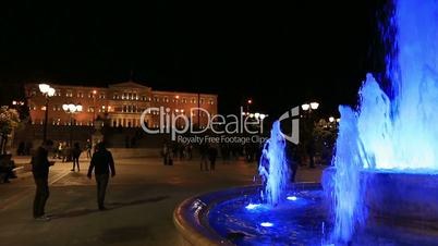 Syntagma Square and Parliament Building at Night