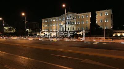 Time Lapse Parliament Building Capital Cities Athens at Night