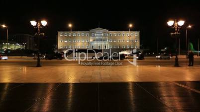 Time Lapse Parliament Building Capital Cities Athens at Night