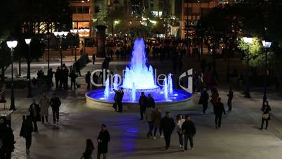 Time Lapse People Walking Syntagma Square at Night