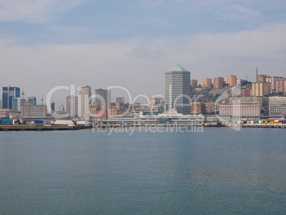 View of Genoa Italy from the sea