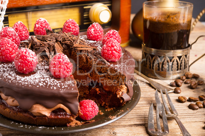 chocolate cake and turkish coffee - vintage style